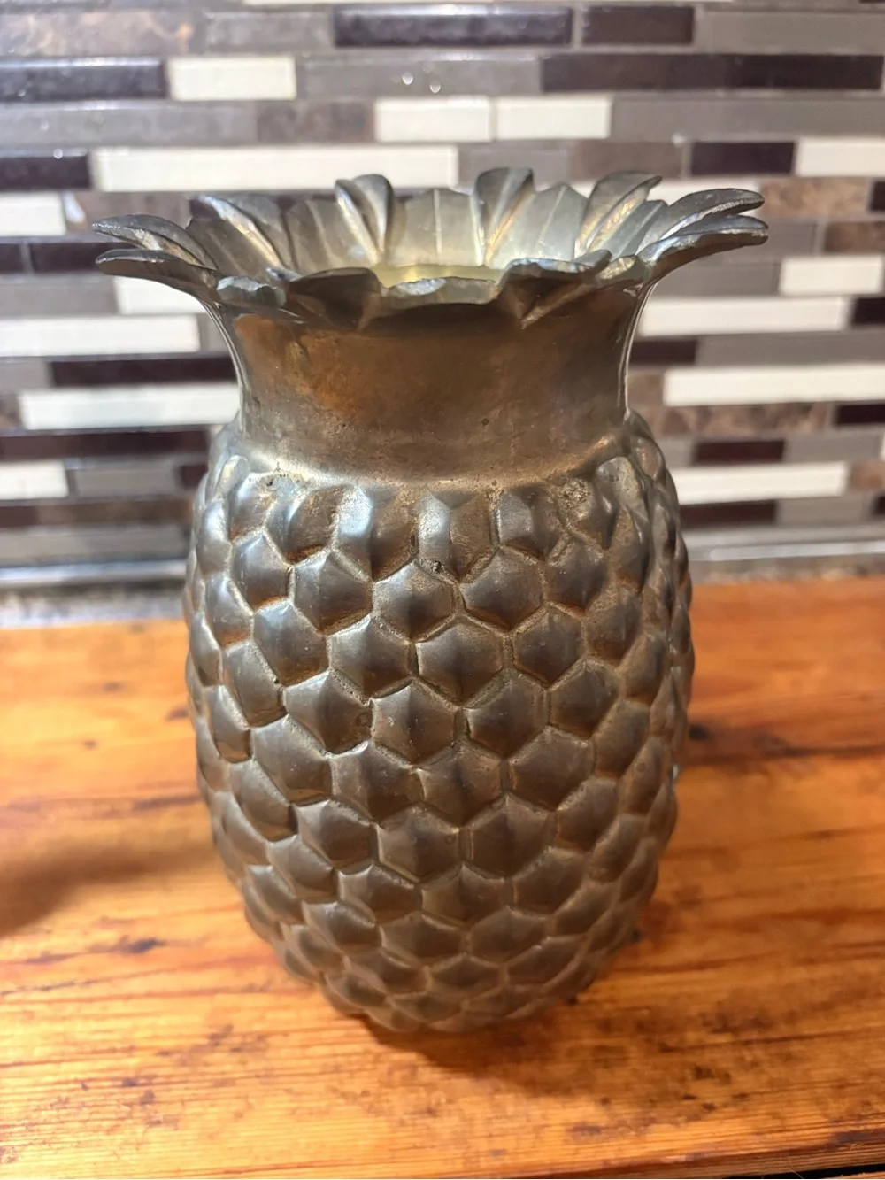 Metal Pineapple Accent Vase - Brass Finish